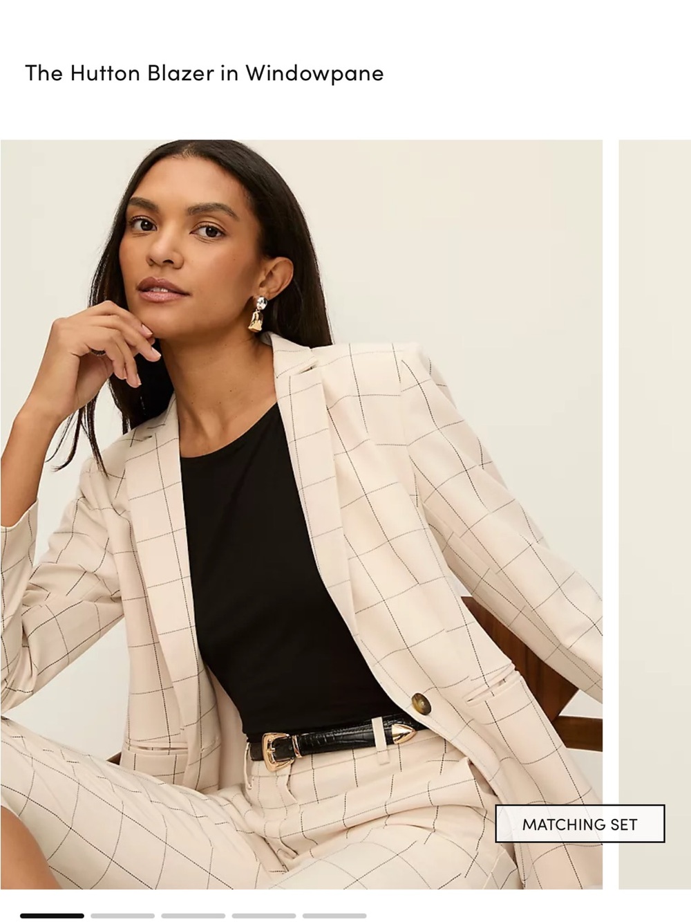 NWT Ann Taylor The Hutton Blazer in Windowpane, ivory/black combo